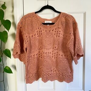 Johnny Becca Apricot Loose Knit Sweater Womens Size Medium Boho